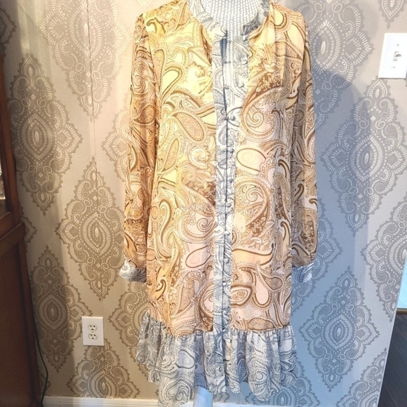 Laundry by Shelli Segal Ciffon Floral Paisley Design L/S Stylish Dress S… - Picture 2 of 7
